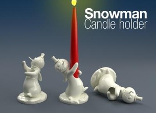 candle holder snowman office & garden 3D printing model, file, printable design, 3d print, Snowman, art déco, Christmas, Noël, candle, holder, diner, table, lumière, light, family, 3d print model - Mito3D