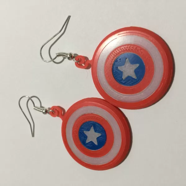 captain america shield earrings 3d printing model - threeding cap marvel comics captainamerica mcu comicbook 3D print model - Mito3D