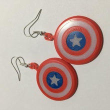 captain america shield earrings fashion 3D printing model, file, printable design, 3d print, CaptainAmerica,Cap,Marvel,MCU,Comics,ComicBook,Shield 3d print model - Mito3D