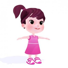 cartoon girl toys games & hobby 3D printing model, file, printable design, 3d print, people character cool teen school kid toon body comic guy film animation skinny thin young geek model child kids youngster infant woman little junior nice cute female 3d print model - Mito3D