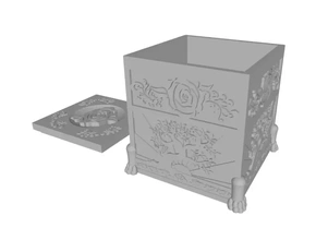 esculpido madeira caixa 3d impressão modelo trio recipiente 3d print model - Mito3D