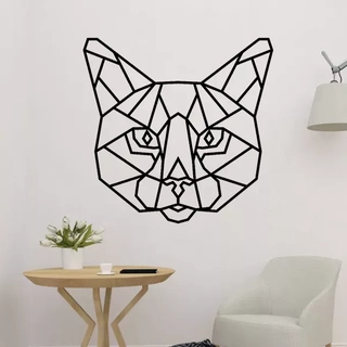 gatto testa poligonale 2d arredamento 3d stampa modello parete decorazione arte pannello 3d print model - Mito3D