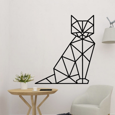 gato mural Arte charla decoración deco 2d geometría geométrico 3D print model - Mito3D