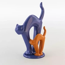 gatos deco 3d impresión modelo trío Arte figurilla gato naranja decorativo diseño único printing modelado imprimible 3d print model - Mito3D