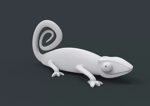 camaleão 3d impressão modelo trio arte animal brinquedo printing 3d print model - Mito3D