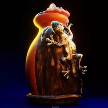 changing reality pitcher 3d printing model - threeding art sculpture pottery decor lizard 3d print model - Mito3D