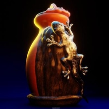 changing reality pitcher art decor sculpture pottery lizard 3d print model - Mito3D