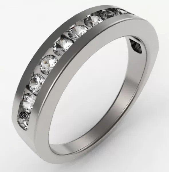 canal conjunto eternidade anel 3d impressão modelo trio joalheria argolas banda diamante pedras bonita gemas 3D print model - Mito3D