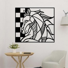 xadrez cavalo painel arte parede decoração 3d 2d poligonal 3d print model - Mito3D