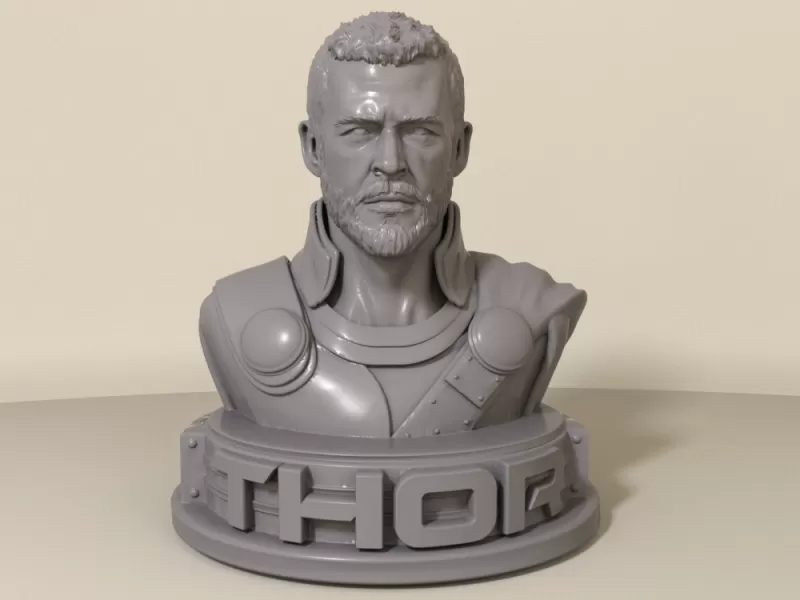 chris Hemsworth Thor 3d impresión modelo trío escultura busto personaje maravilla vengadores celebridad mcu cómic libro trueno Dios ragnarok actor 3D print model - Mito3D