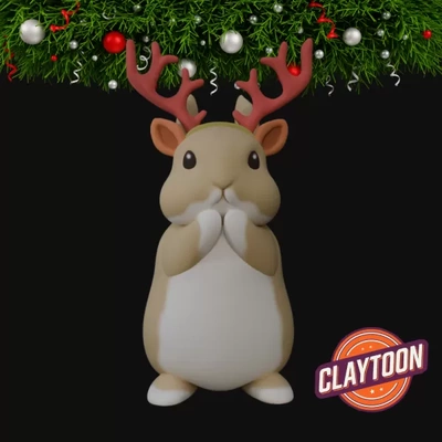 christmas rudolph hamster 3d impression modèle trio mots clés animal table loisir chambre figurines décor compagnie cadeaux intérieur déco mignonne décorations hiver noël arbre ornements idées joyeux 3d print model - Mito3D