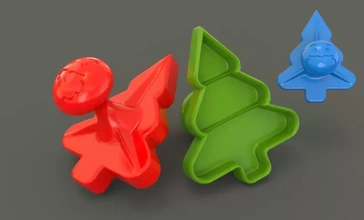 Noël biscuits coupeur 3d impression modèle trio Père arbre sapine moule 3d print model - Mito3D