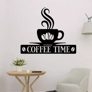 coffee time 2d wall decor 3d printing model cup deco cuisine retro machine bean decoration colour superimposed welded art english word kitchen 3d print model - Mito3D