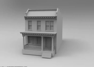 colonial relance maison lucarnes couvert porche 3d impression modèle trio architecture bâtiment print printing 3d print model - Mito3D