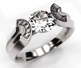 concave band engagement ring 3d printing model - threeding fancy design 3d print model - Mito3D