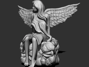 Şaşkın melek 3d baskı model üçleme Sanat heykel din taş 3d print model - Mito3D