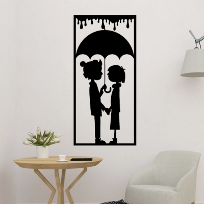 casal guarda chuva arte decoração ki ssed Velentine coração amar beijado querida romântico 2d namoro 3D print model - Mito3D