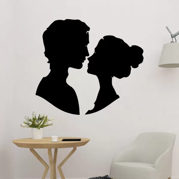 couples dating wall silhouette 3d printing model decoration heart decor ki ssed art velentine love kissed darling romantic 2d 3D print model - Mito3D