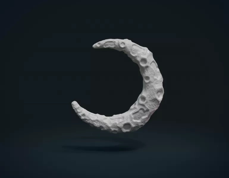 crescent ii 3d printing model - threeding space planet moon astronomy universe sky meteor crater meteorite asteroid cosmo galactic 3D print model - Mito3D