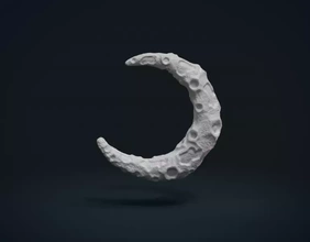 crescent ii 3d printing model - threeding space planet moon astronomy universe sky meteor crater meteorite asteroid cosmo galactic 3d print model - Mito3D