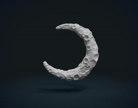 la media luna ii art 3D modelo de impresión, impresión en archivo, imprimibles 3D, diseño 3d, luna, el universo, astronomía, planeta, meteoro, cielo, espacio, cráter meteorito, asteroide, cosmo, galáctica 3d print model - Mito3D
