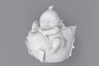 cuoi chep 3d impresión modelo trío Arte bebé pez printing Asia carpa Vietnam 3d print model - Mito3D