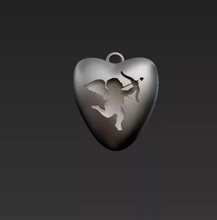 Cupido colgante pendiente 3d impresión modelo trío corazón joyería joya amor 3d print model - Mito3D
