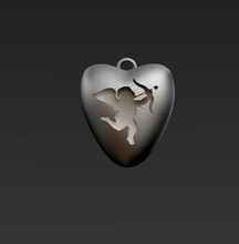 cupid pendant fashion 3D printing model, file, printable design, 3d print, cupid,pendant,jewel,jewelry,love,heart 3d print model - Mito3D