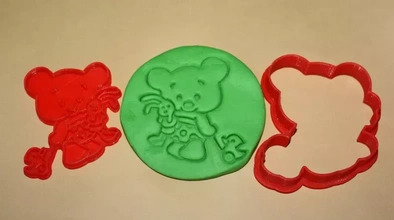 cute bear toys - cookie cutter 3d printing model threeding form kitchen dining cooking biscuit dough bake pla baking tasty implements 3d print model - Mito3D