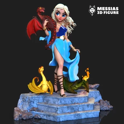 daenerys targaryen figure 3d print model printing - threeding tags fantasy game of thrones 3d-printing printable collectibles fan art character design merchandise decor mother dragons iconic characters powerful women 3d print model - Mito3D