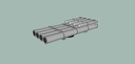 cubierta montado patio torpedo lanzacohetes 3d impresión modelo trío militar Embarcacion naval destructor 3d print model - Mito3D