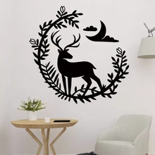 deer flower decor 3d printing model - threeding nature animal 2d wall art decoration 3d print model - Mito3D