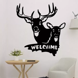 deer panel decor 3d printing model art decoration wall sculpture christmas tree mountain ornament trees forest moose 2d 3d print model - Mito3D