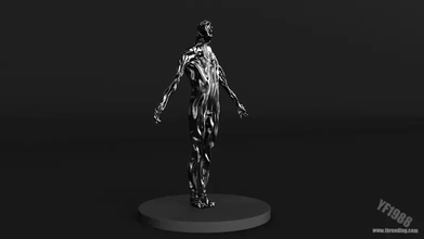deshidración hombre 3d impresión modelo trío cuerpo arrugado piel 3d print model - Mito3D