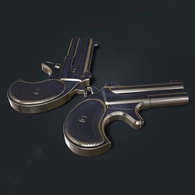 derringer impression 3d modèle trio mots clés arme jouet pistolet cosplay soutenir munitions amy 3d print model - Mito3D