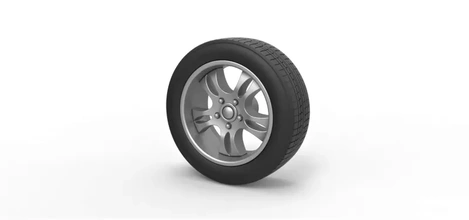 diecast car wheel 5 scale 1 10 3d printing model - threeding toy printable print tire scaled 3d print model - Mito3D