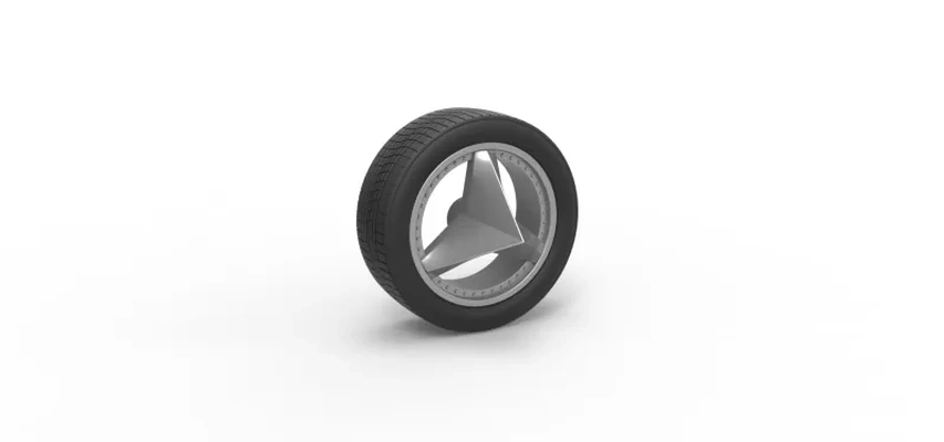 fundido presión coche vehiculo rueda 8 escala 1 25 3d impresión modelo trío etiquetas juguete imprimible neumático escamoso personalizado 3d print model - Mito3D
