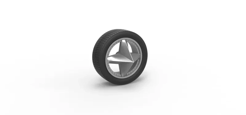 diecast car wheel 9 scale 1 25 3d printing model - threeding tags toy printable print tire scaled custom 3d print model - Mito3D