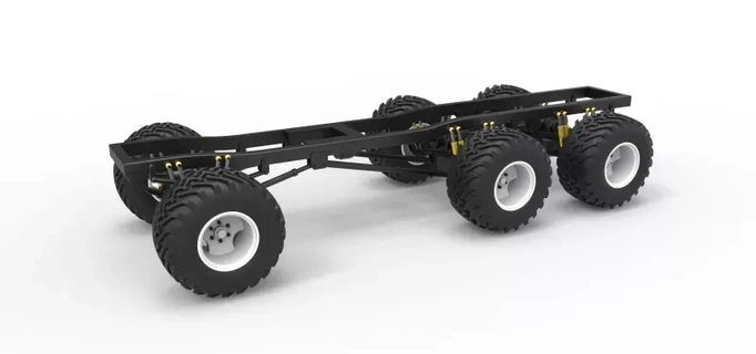 döküm şasi 6x6 canavar kamyon ölçek 1 25 3d baskı model oyuncak yazdırılabilir Yazdır ölçekli konsept offroad arazi v8 awd mega canavarlar 6x6x6 3d print model - Mito3D