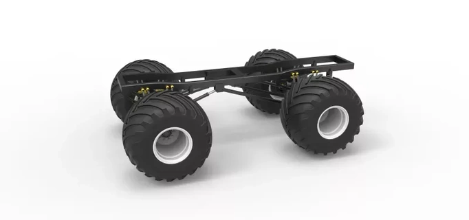 döküm şasi büyük ayaklar 2 ölçek 1 25 3d baskı model oyuncak yazdırılabilir canavar Yazdır nostaljik 4x4 eski okul ölçekli offroad arazi kamyon mega canavarlar 4x4x4 bigfoot2 3d print model - Mito3D