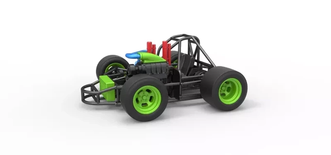 fundido presión concepto loco kart escala 1 25 3d impresión modelo juguete imprimible carreras v8 escamoso pista coche 3d print model - Mito3D