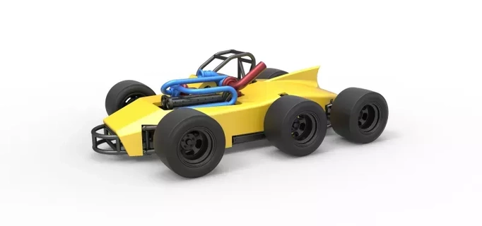 diecast concept race car 6 wheels scale 1 25 3d printing model  toy printable print racing diecast v8 scaled concept speedway racecar nascar  3d print model - Mito3D
