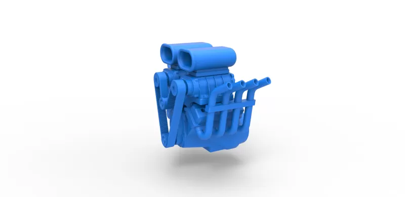 Druckguss Motor v8 doppelt Kompressor Ausführung 2 1 25 3d Drucken Modell dreiding Spielzeug druckbar drucken skaliert frisiertes Auto Gebläse Hotrod 3D print model - Mito3D