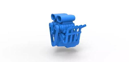 fundido presión motor v8 doble sobrealimentador versión 2 1 25 3d impresión modelo trío juguete imprimible escamoso hotrod soplador caliente 3d print model - Mito3D