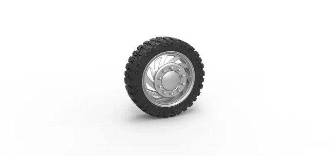 diecast front semi wheel pickup version 24 scale 1 25 3d printing model toy printable print tire tyre scaled offroad allterrain mud mudtire semiwheel pavement pavementprincess trailerqueen mallcrawler 3d print model - Mito3D