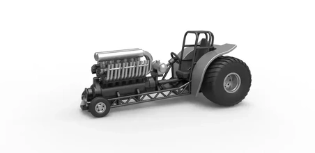 diecast mini rod pulling tractor v12 engine scale 1 25 3d printing model - threeding 3d print model - Mito3D