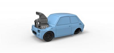 diecast model crazy fiat 126p scale 1 24 motors & transport 3D printing model, file, printable design, 3d print, car, vehicle, fiat, race, racing, toy, diecast, power, speed, crazy, drag, drift, dragster, hobby, diy 3d print model - Mito3D