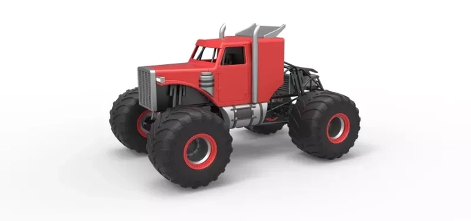 diecast monster tow truck scale 1 25 3d printing model toy printable print 4x4 v8 scaled offroad allterrain monstertruck megatruck monsterjam 3d print model - Mito3D