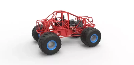 diecast monster truck base scale 1 25 3d printing model - threeding v8 3d print model - Mito3D