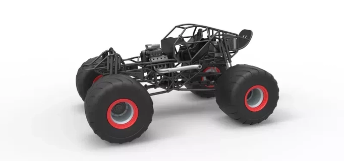 döküm canavar kamyon temel versiyon 2 ölçek 1 25 3d baskı model oyuncak yazdırılabilir Yazdır 4x4 v8 ölçekli offroad arazi şasi mega canavarlar 3d print model - Mito3D